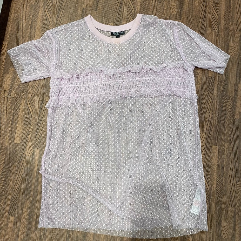 Topshop sheer lilac top. SZ 6